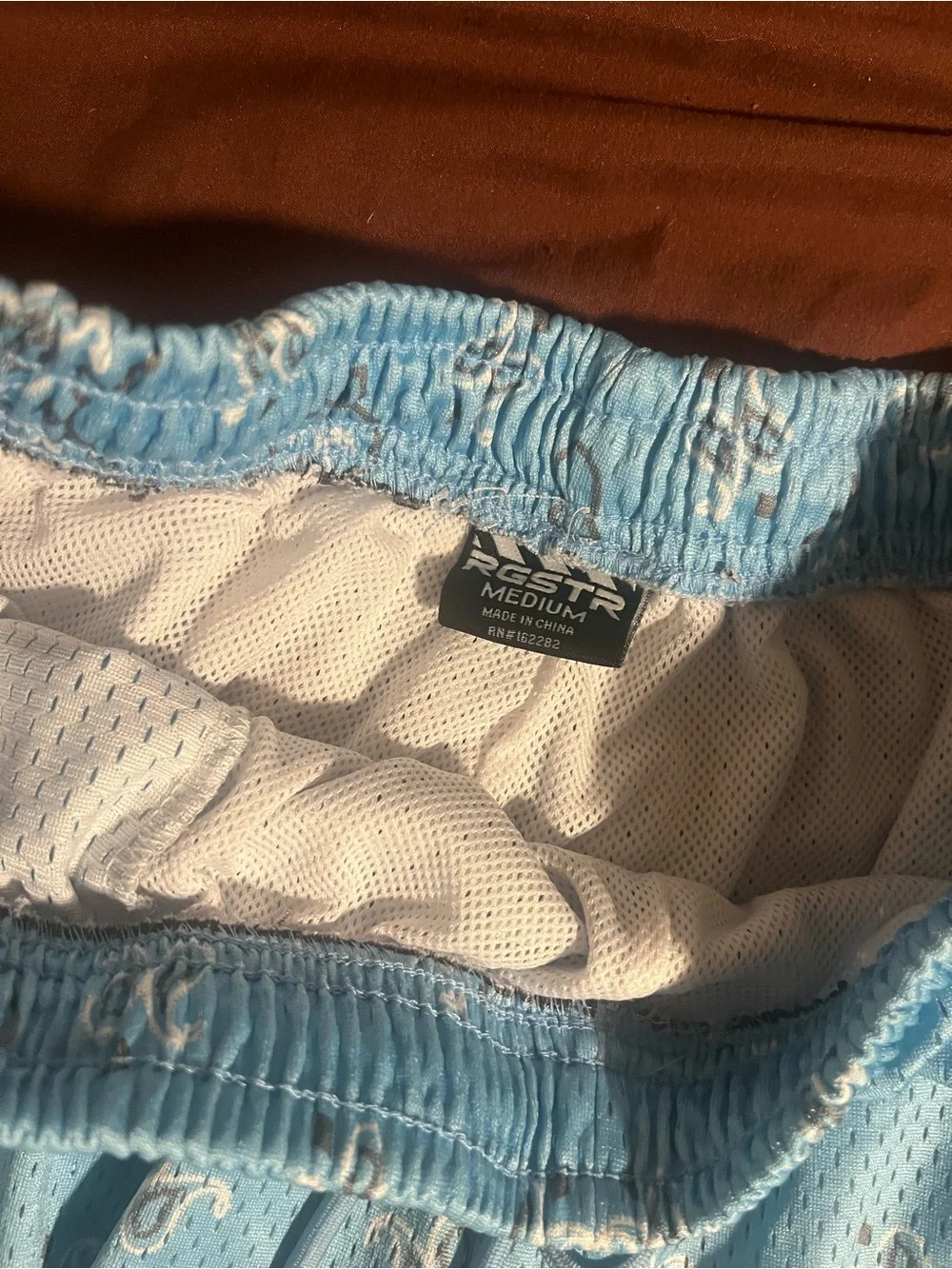 Light Blue Paisley Athletic Shorts with Drawstring